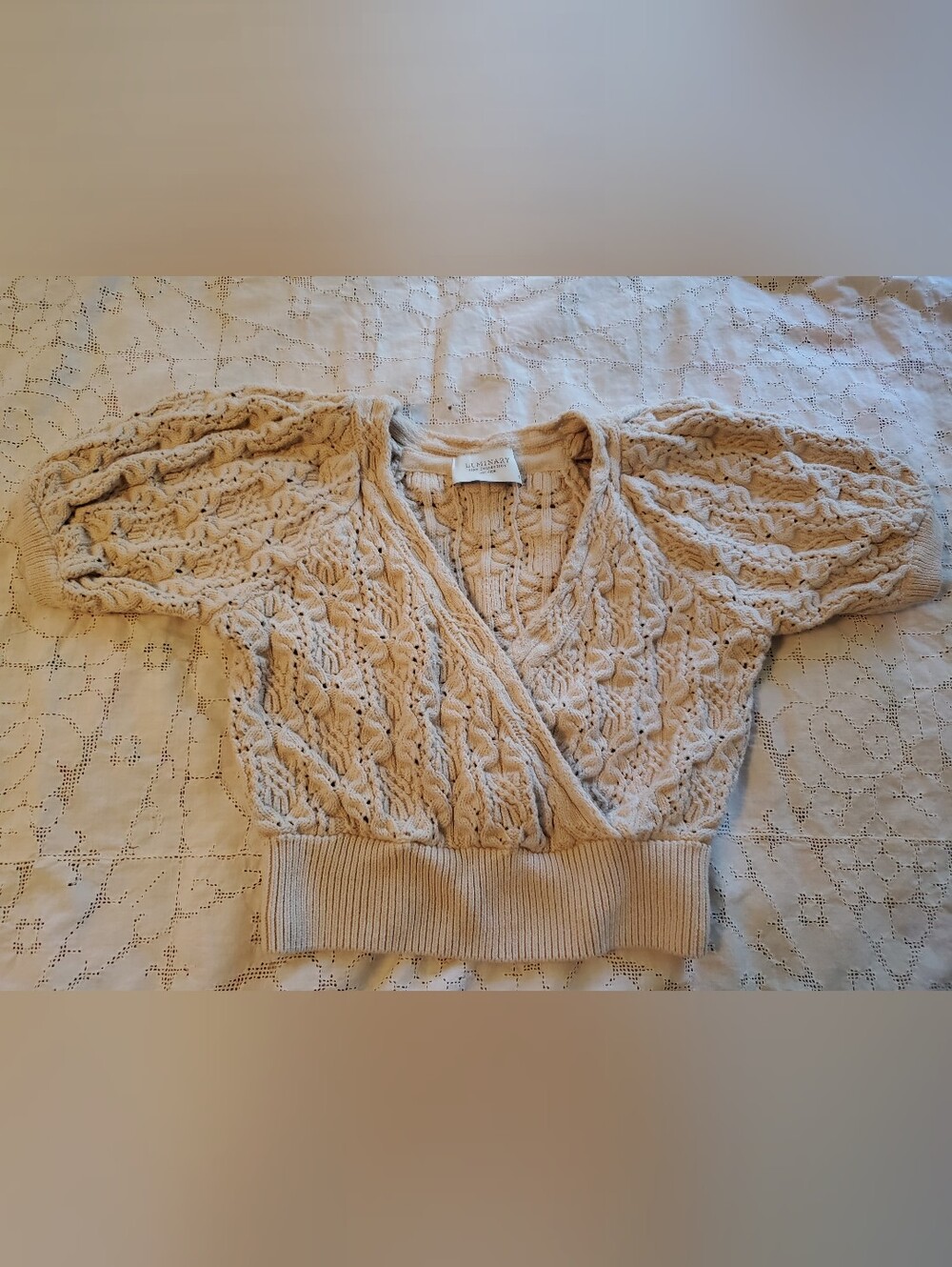 Sundance Cream Cable-Knit Wrap Sweater Top